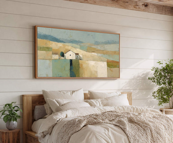 Canvas wall art in interior setting.