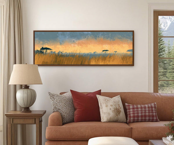 Canvas wall art in interior setting.