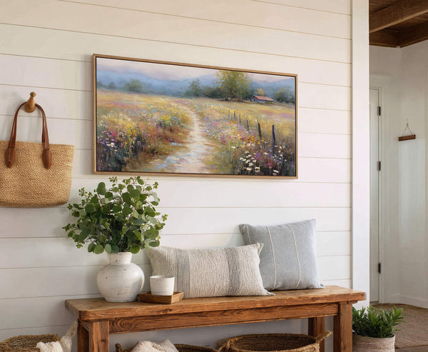 Canvas wall art in interior setting.