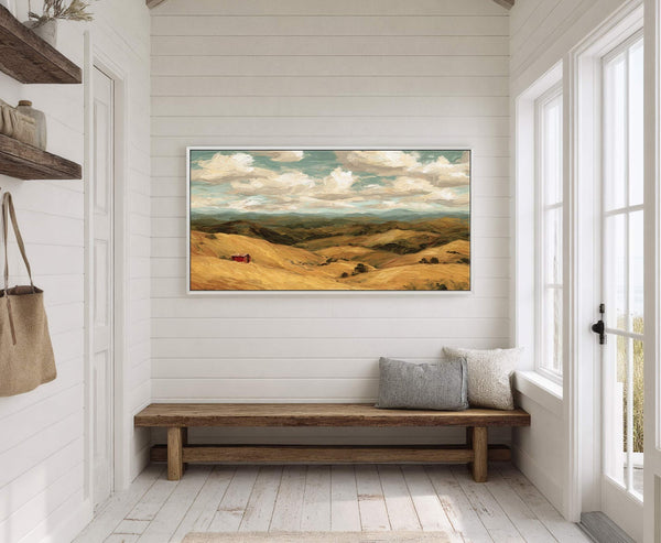 Canvas wall art in interior setting.