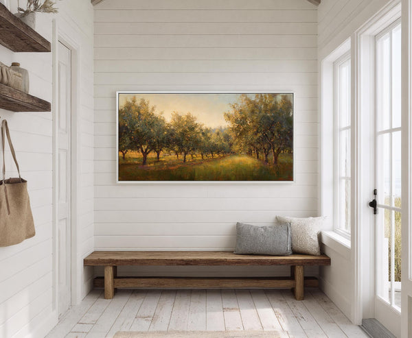 Canvas wall art in interior setting.