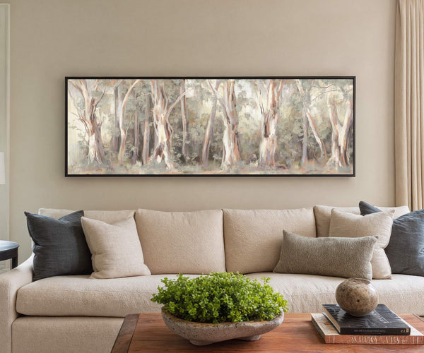 Canvas wall art in interior setting.