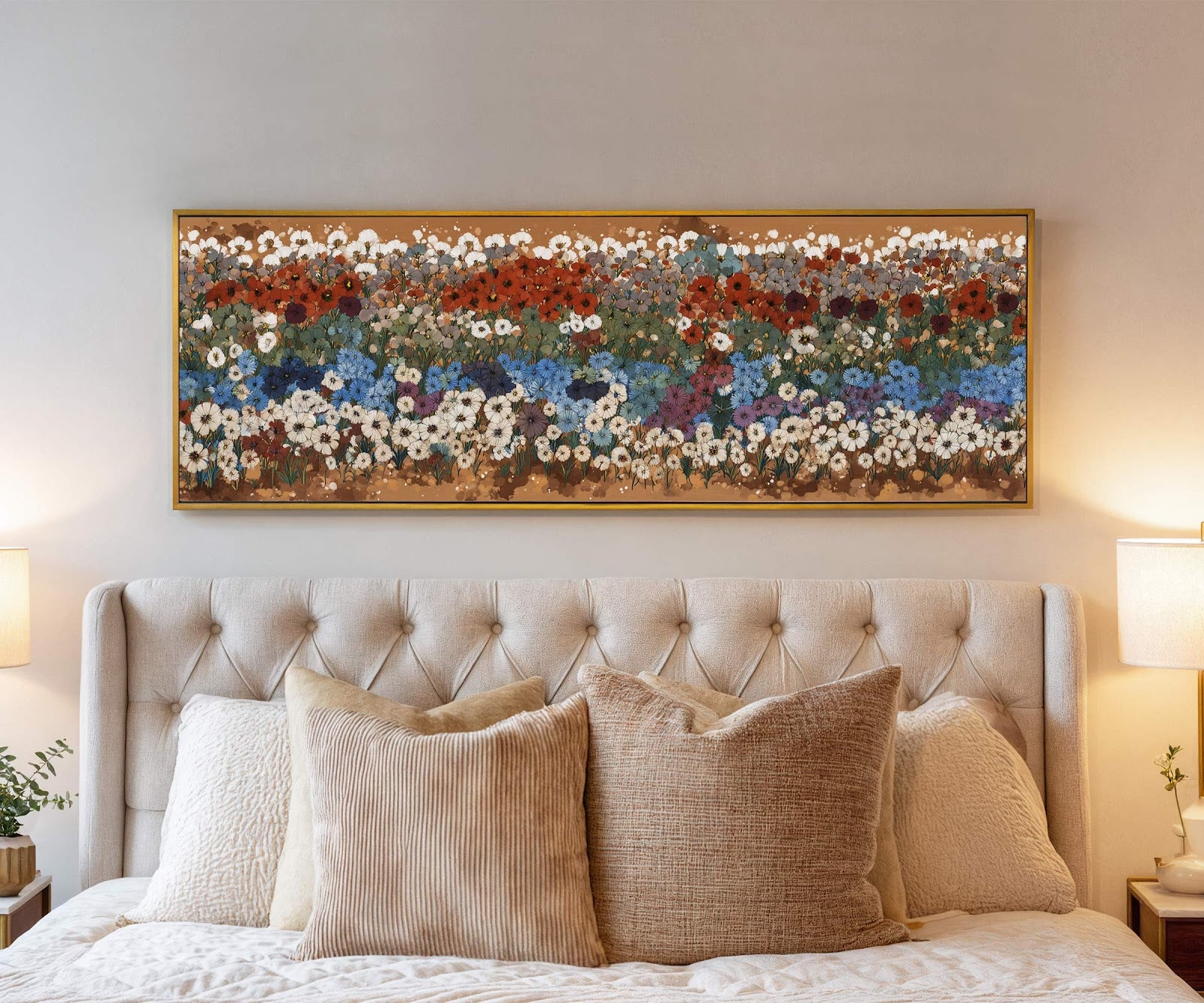 Canvas wall art in interior setting.