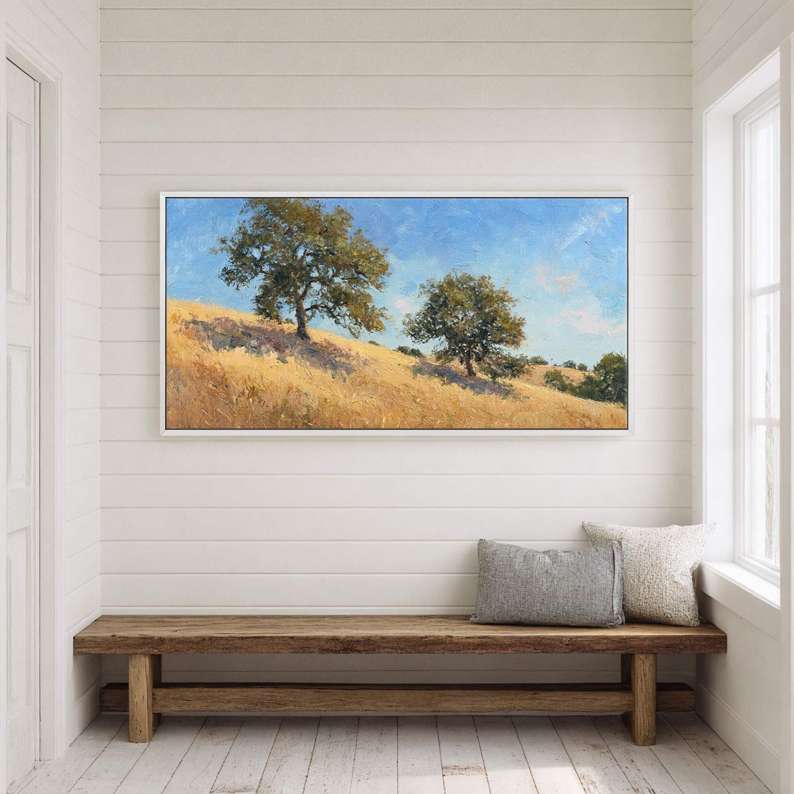 Canvas wall art in interior setting.