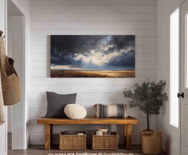Canvas wall art in interior setting.