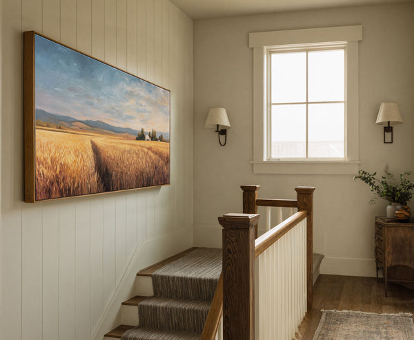 Canvas wall art in interior setting.