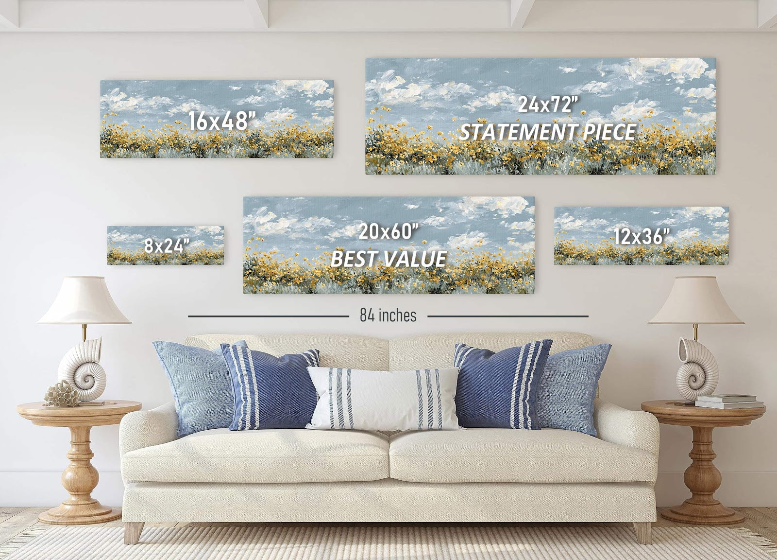 Canvas wall art in interior setting.