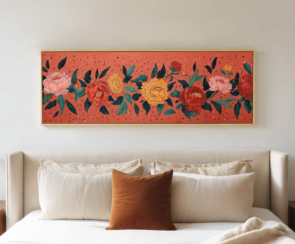 Canvas wall art in interior setting.
