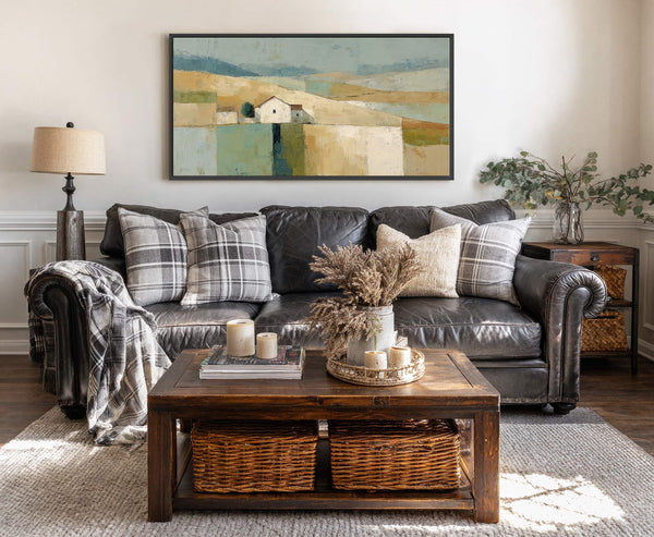 Canvas wall art in interior setting.