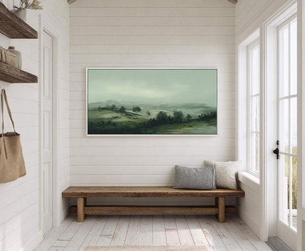 Canvas wall art in interior setting.