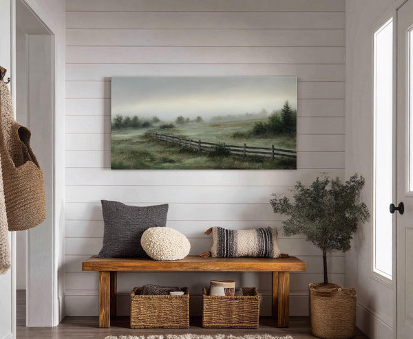 Canvas wall art in interior setting.
