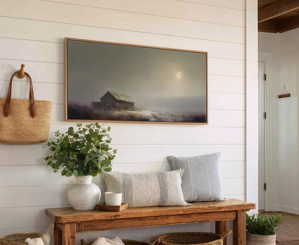 Canvas wall art in interior setting.