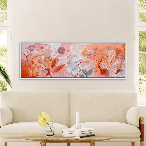 Canvas wall art in interior setting.
