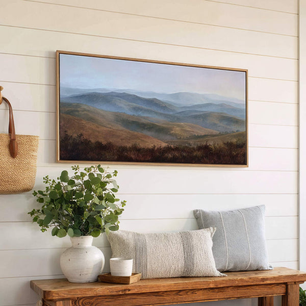 Canvas wall art in interior setting.