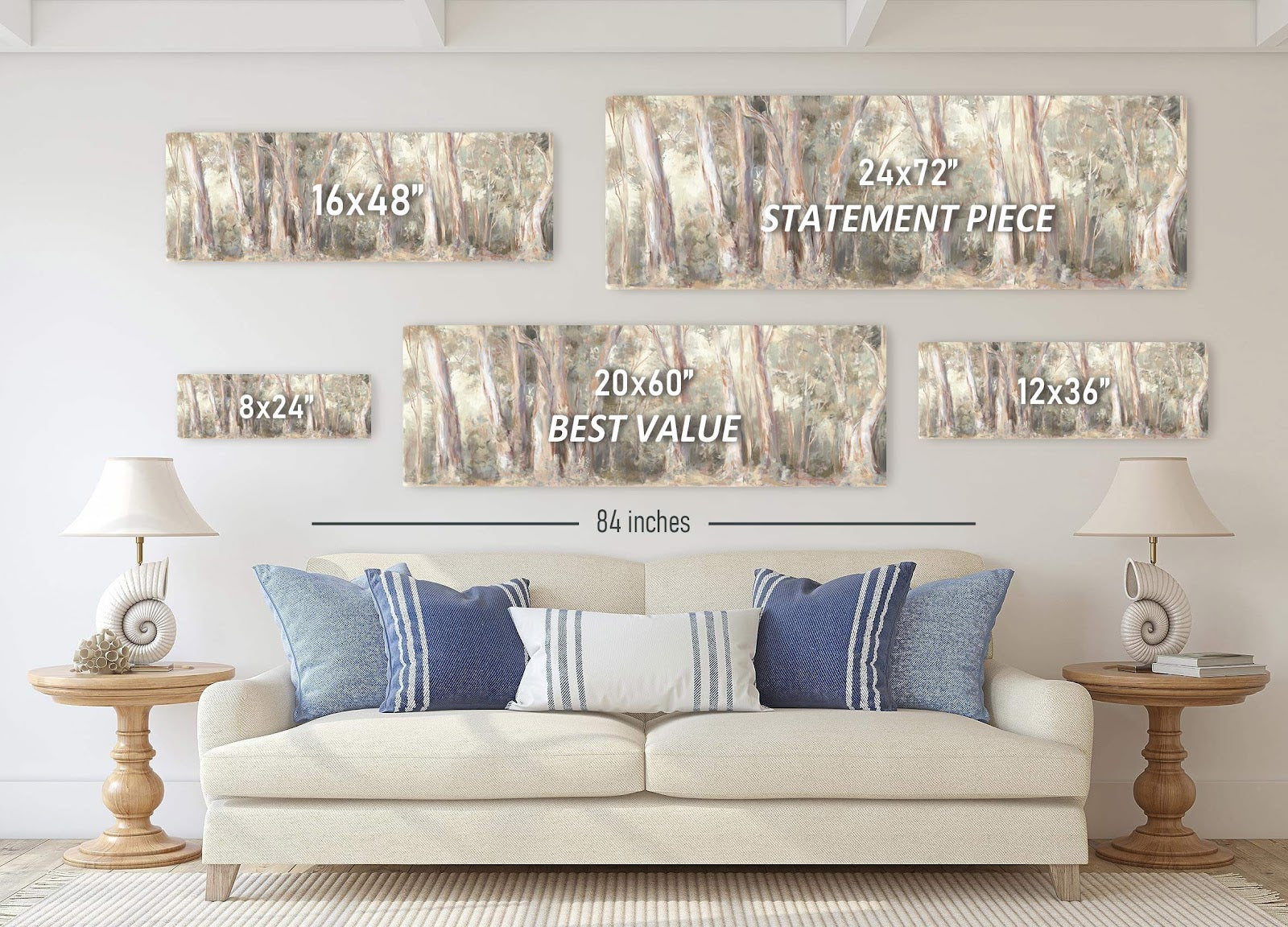 Canvas wall art in interior setting.