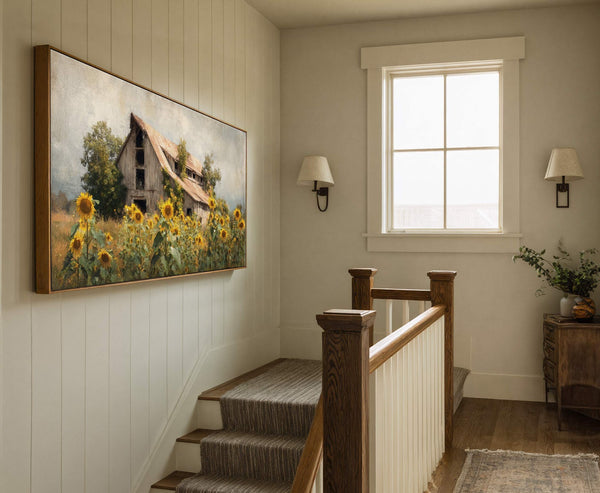 Canvas wall art in interior setting.