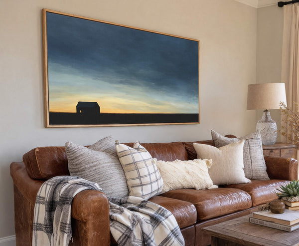 Canvas wall art in interior setting.