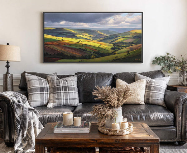 Canvas wall art in interior setting.