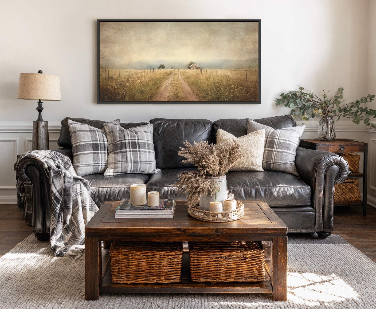 Canvas wall art in interior setting.