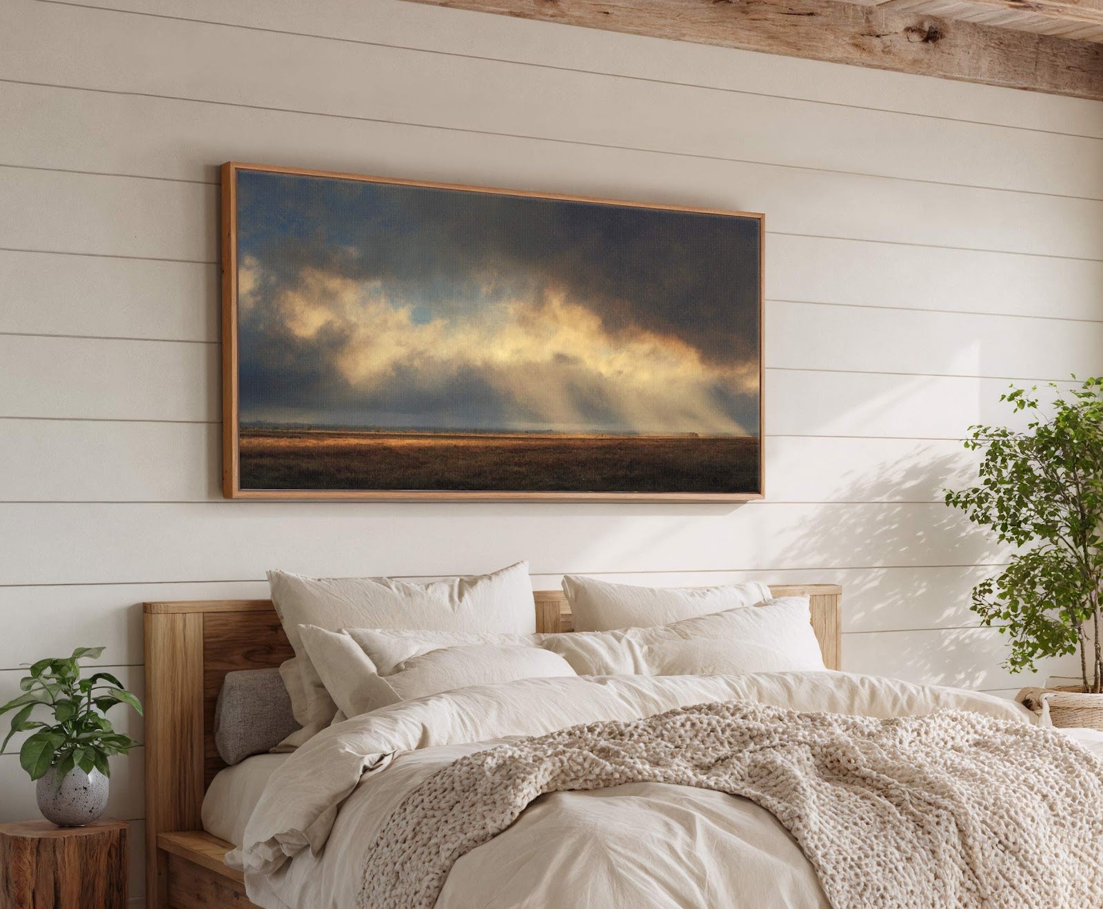 Canvas wall art in interior setting.