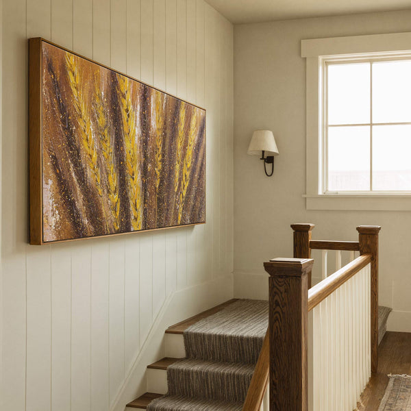 Canvas wall art in interior setting.