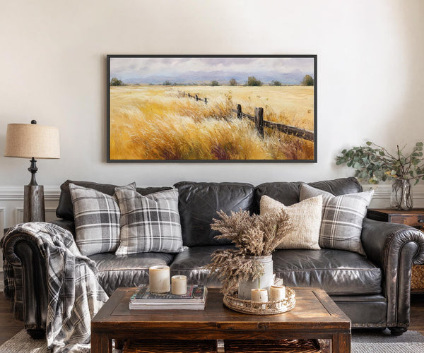 Canvas wall art in interior setting.