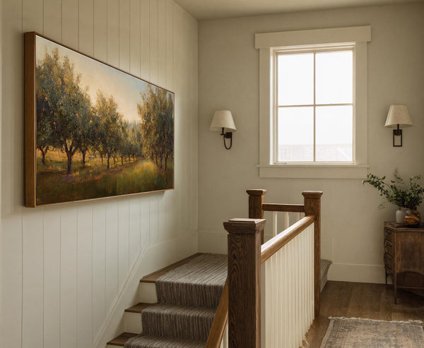 Canvas wall art in interior setting.