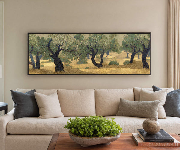 Canvas wall art in interior setting.
