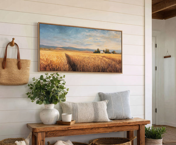 Canvas wall art in interior setting.