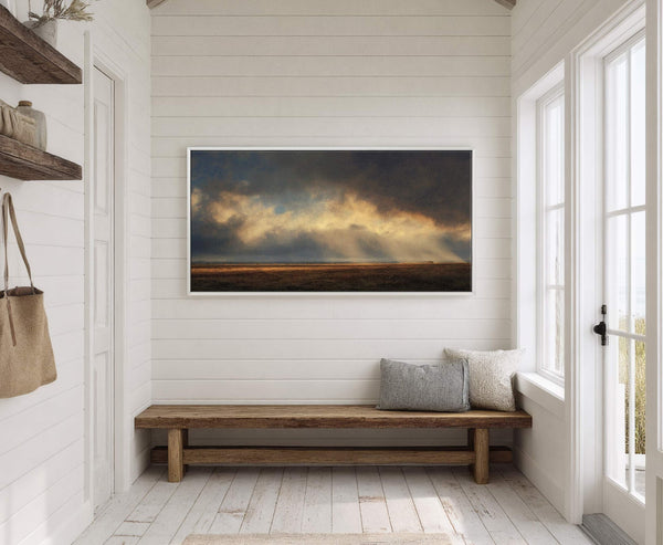 Canvas wall art in interior setting.