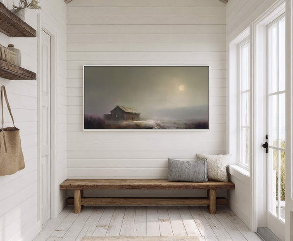 Canvas wall art in interior setting.