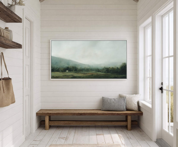 Canvas wall art in interior setting.