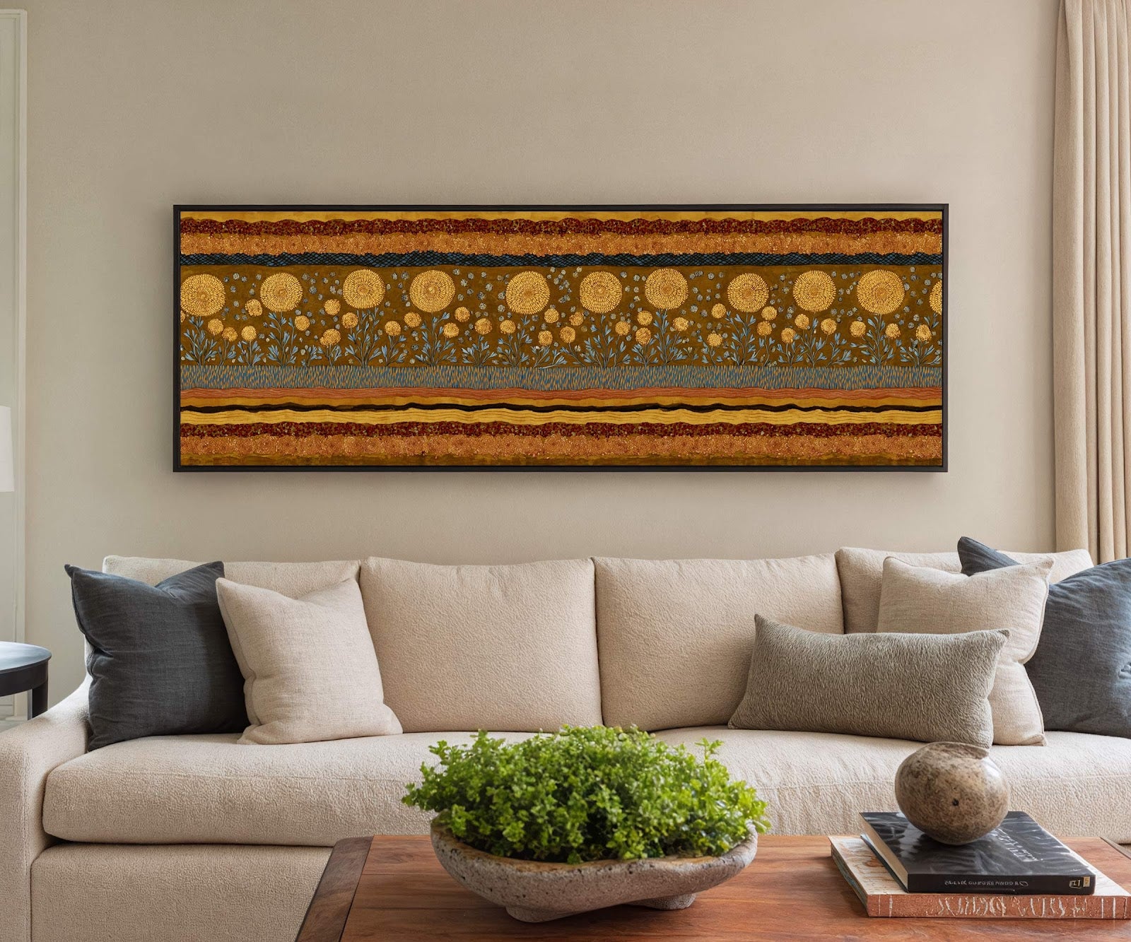Canvas wall art in interior setting.