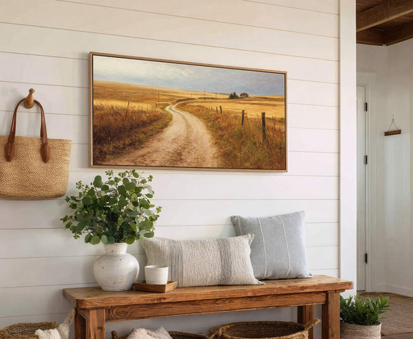 Canvas wall art in interior setting.