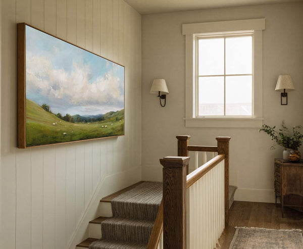 Canvas wall art in interior setting.