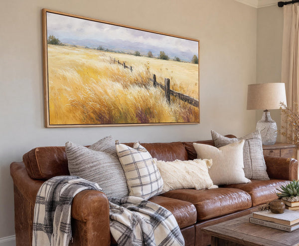 Canvas wall art in interior setting.