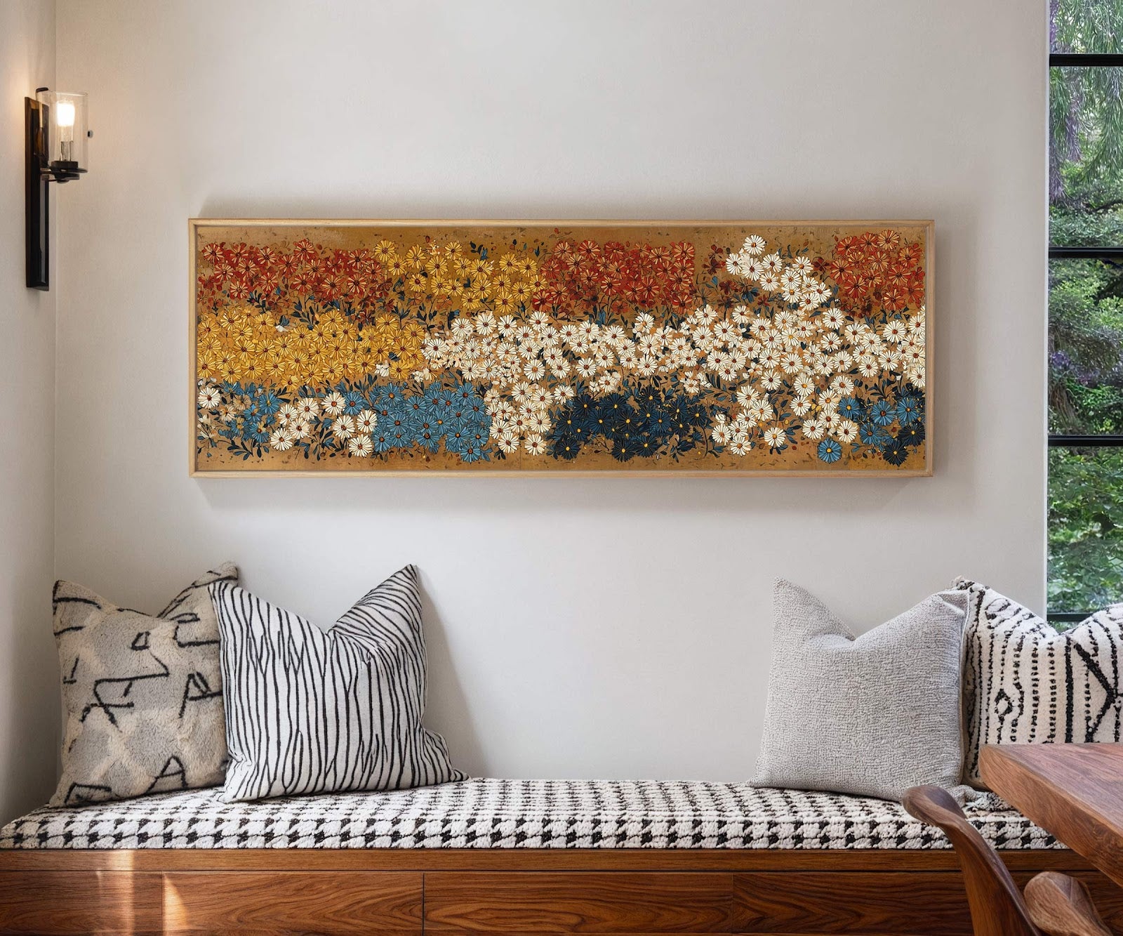 Canvas wall art in interior setting.