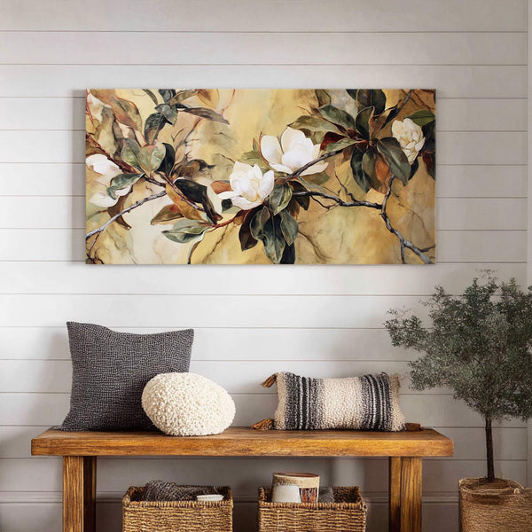 Canvas wall art in interior setting.