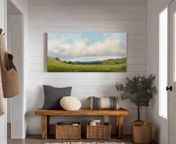 Canvas wall art in interior setting.
