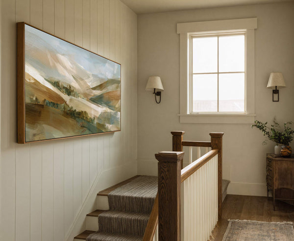 Canvas wall art in interior setting.