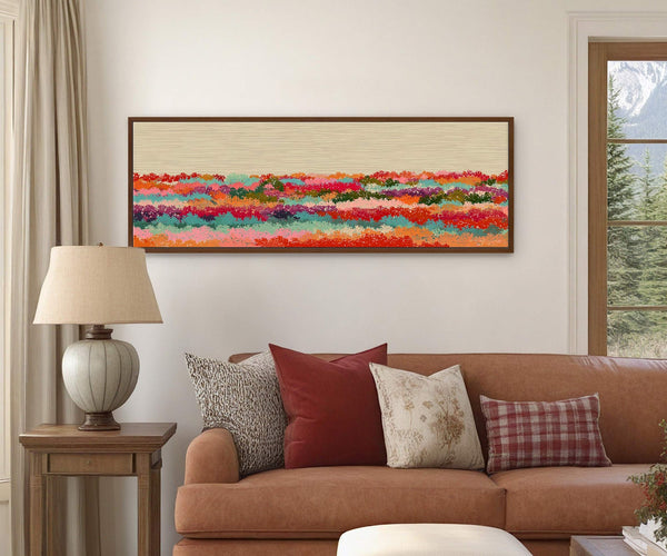 Canvas wall art in interior setting.