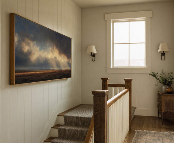 Canvas wall art in interior setting.