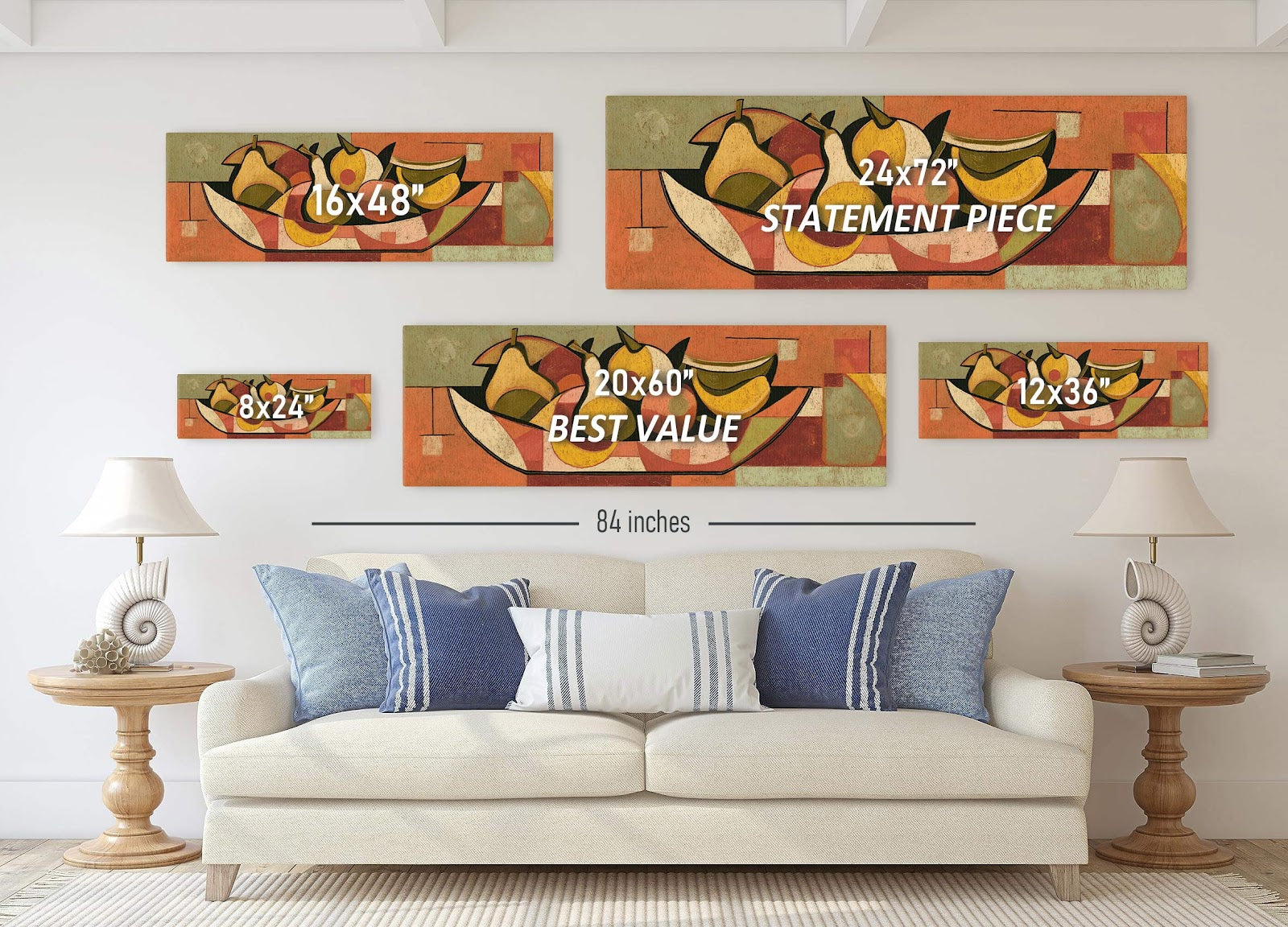 Canvas wall art in interior setting.