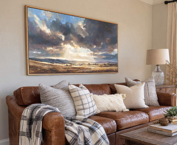 Canvas wall art in interior setting.