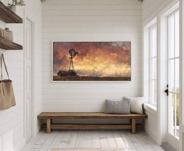 Canvas wall art in interior setting.
