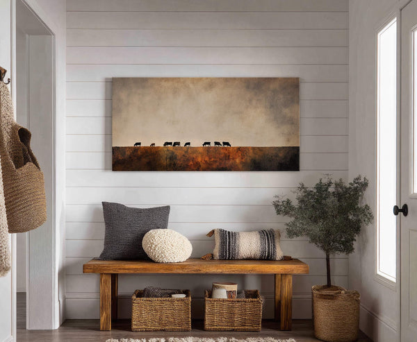 Canvas wall art in interior setting.