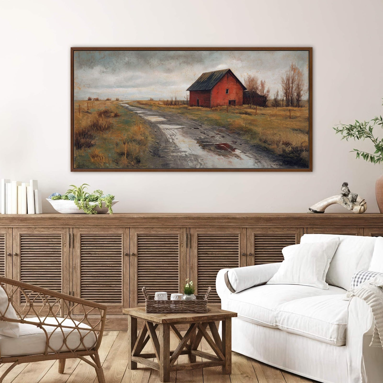 Canvas wall art in interior setting.