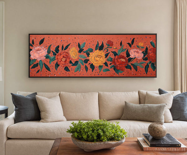 Canvas wall art in interior setting.