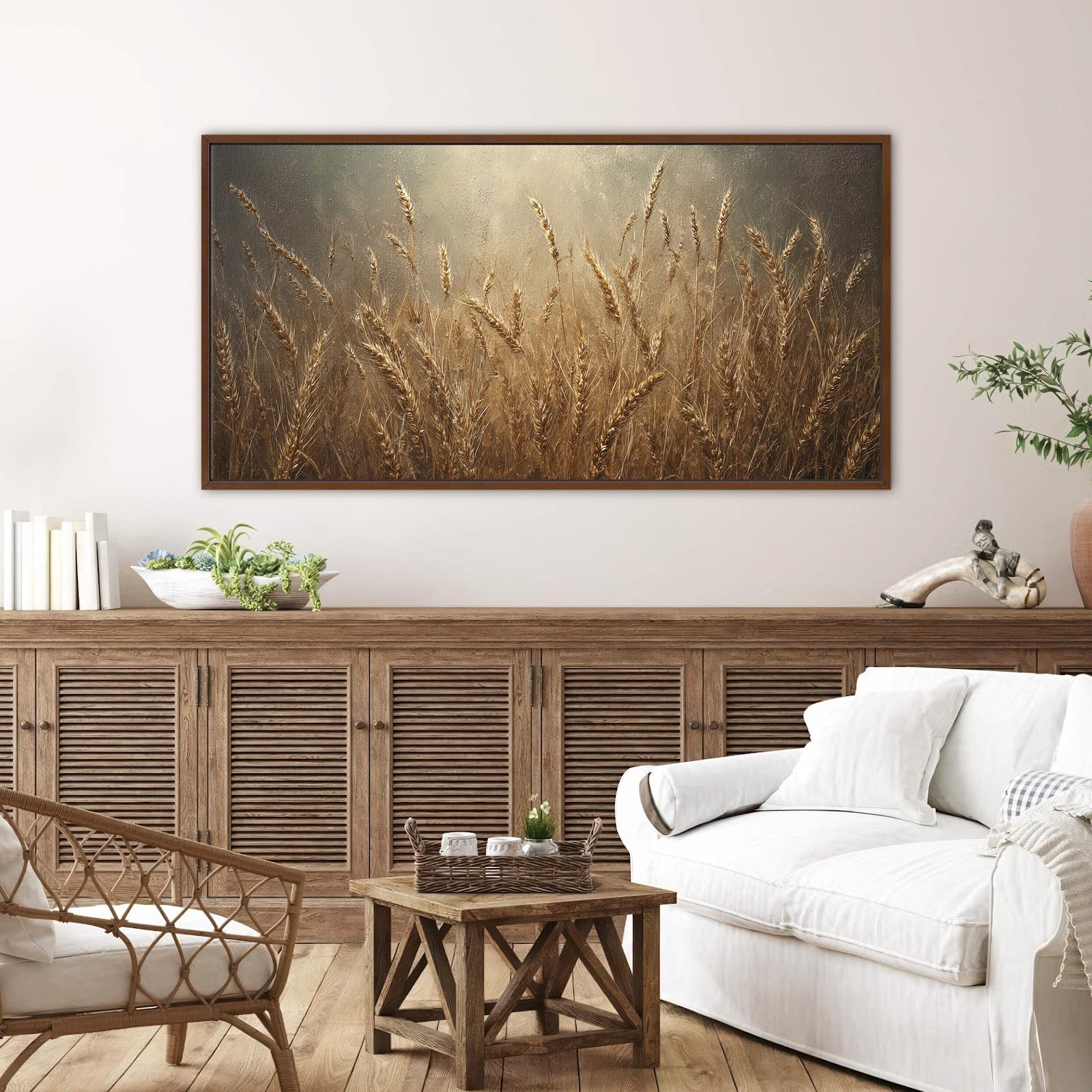 Canvas wall art in interior setting.