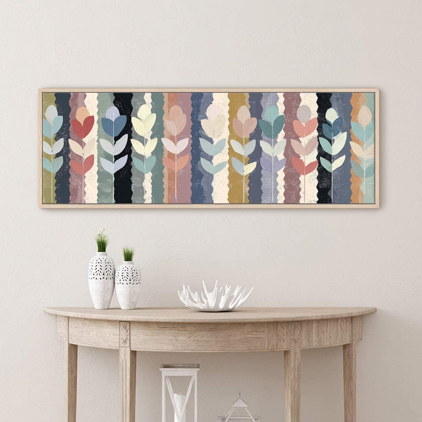 Canvas wall art in interior setting.